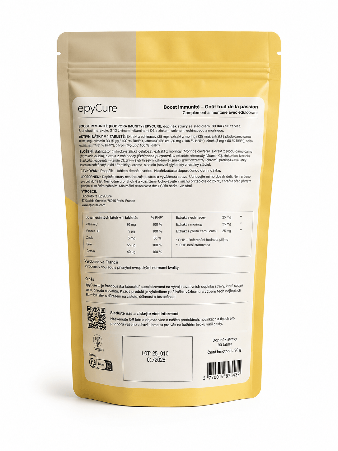Boost Immunité Epycure – zadní strana produktu